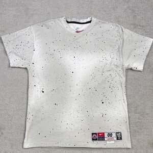 Nike White Tee with Black Paint-Splatter Detail